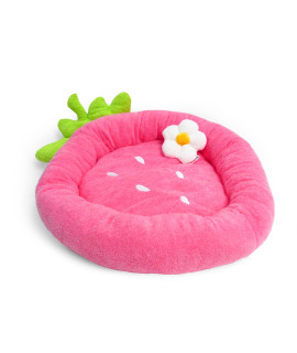 TONBO Soft Plush Small Cute and Cozy Food Dog Cat Bed, Washer and Dryer Friendly (Strawberry)