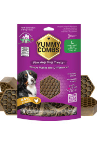 Yummy Combs Dog Dental Treats Vet VOHC Approved Protein Treat Dental Care & Cleaning Comb Shape Yummy Dog Treats Dental Dog Treats for Large Dogs (12oz, 9 Count)