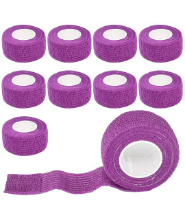 Gondiane 9 Pack 1 x 5 Yards Self Adhesive Bandage Wrap Self Stick Wrap for Ankle, Wrist, Finger, Sports, Breathable Cohesive Vet Tape for Pets (Purple)
