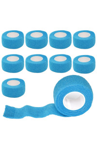 Gondiane 9 Pack 1 x 5 Yards Self Adhesive Bandage Wrap Self Stick Wrap for Ankle, Wrist, Finger, Sports, Breathable Cohesive Vet Tape for Pets (Light Blue)