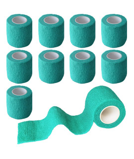 Gondiane 9 Pack 2 x 5 Yards Self Adhesive Bandage Wrap Self Stick Wrap for Ankle, Wrist, Finger, Sports, Breathable Cohesive Vet Tape for Pets (Middle Green)