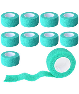 Gondiane 9 Pack 1 x 5 Yards Self Adhesive Bandage Wrap Self Stick Wrap for Ankle, Wrist, Finger, Sports, Breathable Cohesive Vet Tape for Pets (Middle Green)