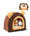 Pet Soft Guinea Pig Bed Rabbit Bed Cozy Guinea Pig Hideout House Bunny Hideout for Rabbits Hamster Bunny Rats Chinchilla Cave Bed Small Animal Bed (Coffee)
