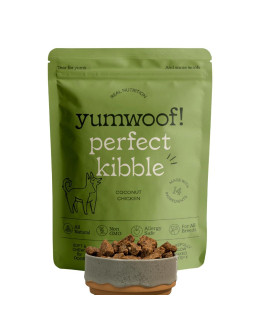 Yumwoof Perfect Kibble Non-GMO Air Dried Dog Food Improves Allergies & Digestion with Organic Coconut Oil, MCTs & Antioxidants Vet-Approved Soft Dry Diet Made in USA (Chicken 14 oz.)
