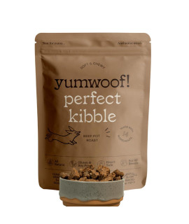 Yumwoof Perfect Kibble Non-GMO Air Dried Dog Food Improves Allergies & Digestion with Organic Coconut Oil, MCTs & Antioxidants Vet-Approved Soft Dry Diet Made in USA (Beef 14 oz.)