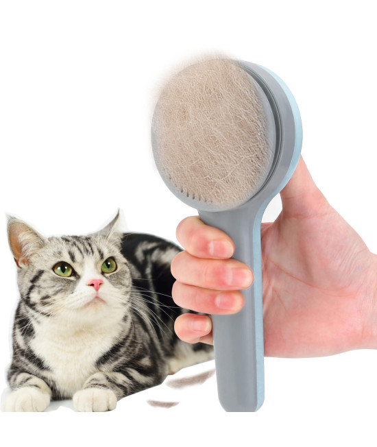 Cat Brush, Cats Grooming Dematting Comb for Shedding Remove Undercoat Mats Hair Pet Massage-Self Cleaning Slicker Brushes for Dogs Cats Grooming Brush Tool for Indoor Cats Shedding (blue)