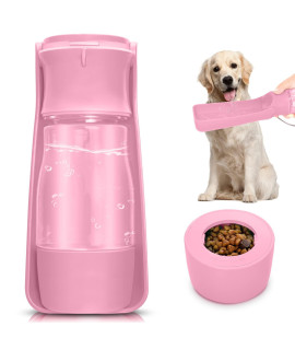 Dog Water Bottle for Walking - Leakproof Foldable Portable Dog Travel Water Dispenser with Drinking Feeder and Food Container, Dog Water Bowl Pet Summer for Outdoor Walking Traveling Hiking