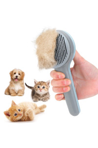 Cat Brush, Self Cleaning Slicker Brushes for Shedding and Grooming Removes Loose Undercoat, Mats and Tangled Hair Grooming Comb for Cats Dogs Brush Massage-Self Cleaning (small blue)