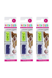 Kitty Caps Nail Caps for Cats Spring Green with Glitter & Ultra Violet, 40 Count, Large - 3 Pack Safe, Stylish & Humane Alternative to Declawing Stops Snags and Scratches FF9307PCS3 Small (6-8 lbs)