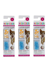 Kitty Caps Nail Caps for Cats White/Orange and Clear/Blue Glitter, 40 Count, 3 Pack Safe, Stylish & Humane Alternative to Declawing Stops Snags and Scratches FF9311PCS3 Large (13 lbs or Greater)