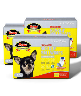 Dono Disposable Male Dog Diapers, Non-Slip Male Dog Wraps for Puppy Doggy, Super Absorbent Soft Dog Diapers,Including Four Sizes