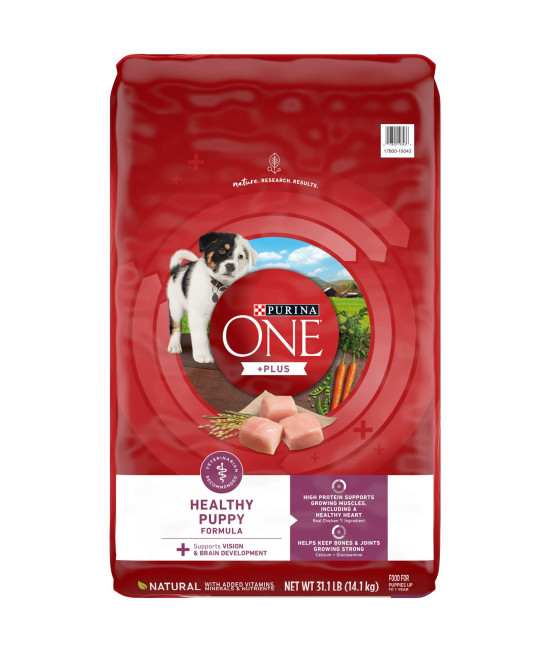 Purina ONE Plus Healthy Puppy Formula High Protein Natural Dry Puppy Food with added vitamins, minerals and nutrients - 31.1 lb. Bag