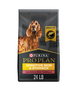 Purina Pro Plan Sensitive Skin & Stomach Dog Food, Dry Dog Food for Senior Dogs Adult 7+ Salmon & Rice Formula - 24 lb. Bag