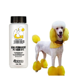 OPAWZ Semi-Permanent Dog Hair Dye, Food-Grade Pigment Dog Dye, Non-Toxic Pet Hair Dye for Dogs, Cats and All Pets Can be Bathed (Flash Yellow)
