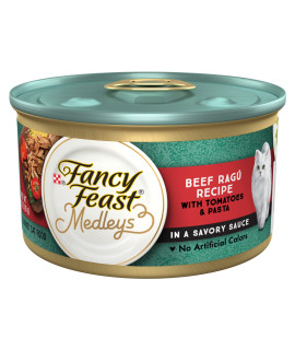 Purina Fancy Feast Medleys in Gravy Beef Ragu Recipe with Tomatoes and Pasta in a Savory Sauce - 3 oz. Can