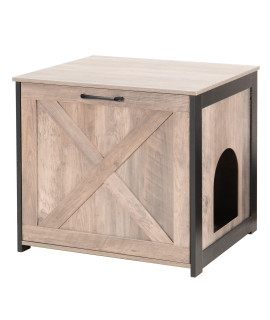 DWANTON Cat Litter Box Furniture Hidden, Cat Litter Box Enclosure, Reversible Entrance Can Be on Left or Right Side, Indoor Cat Box Cabinet, Wooden Cat Washroom, End Table, Nightstand