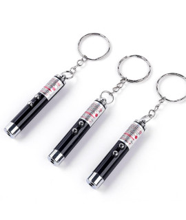 3 Pcs Mini Cat Toys Laser Pointer Pen Keychain Flashlight Interactive Cats Toys for Indoor Funny Dog Stick Pet Lamp White Light LED Infrared Button Electronics Included (3 PCS Pack, Black)