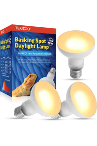 TEKIZOO Reptile Heat Lamp UVA Basking Daylight Spot Bulb for Amphibian,Lizard,Tortoise,Bearded Dragon 50W(3 Pack)