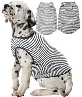 Sychien Dog Combed Cotton Tee Shirts,Soft Breathable Sun Protection Medium T-Shirt for Boy Girl Dogs,2 Pack Grey White Striped M