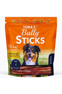YUMA'S Natural Bully Sticks 6 inch Pack of 40 for Dogs for Intense Chewers Digestible Dog Treats Made of 100% Beef - Dog Bully Sticks for Cleaner Teeth- Long Lasting Dog Chews (6 inch, Pack of 40)