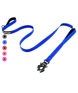 Strong Heavy Duty Dog Leash - 6ft Reflective Nylon Training Leash with Soft Padded Double Handle & Auto Lock Frog Clip, Safety Traffic Control for Large Medium Small Dog No Pull Walking (DarkBlue,6ft)