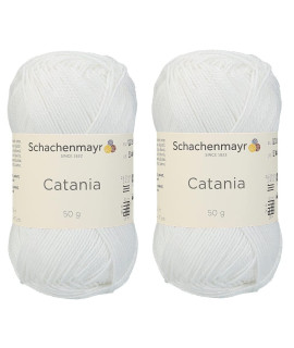 Set of 2 Skeins ] SMc catania Originals 100 Mercerized cotton Yarn, Total 352 Oz Each 176 Oz (50g) 136 Yrds (125 m) Amigurumi Yarn Fine-Sport 2 (106 White)