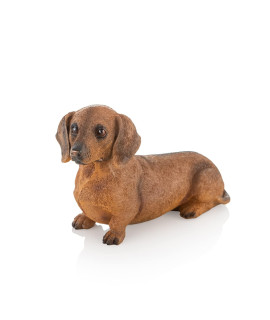 NEWDREAM:The Dachshund Memorial Statue, Dog Memorial Placed in Indoor Decorations, Pet Tombstone Dogs Dog Figurines, Pet Grave Markers Dog in Figurine Brown Dachshund Puppy Statue (Brown)