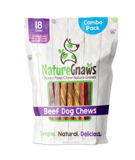 Nature Gnaws Premium Dog Chew Variety Pack - Tripe Twists, Beef Jerky and Bully Sticks for Dogs - Long Lasting Dog Chew Treats - Rawhide Free Dental Bones