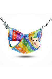 HOMEYA Pet Small Animal Hanging Hammock, Bunkbed Hammock Toy for Ferret Hamster Parrot Rat Guinea-Pig Mice Chinchilla Flying Squirrel Sleep Nap Sack Cage Swinging Bed Hideout (Rainbow)