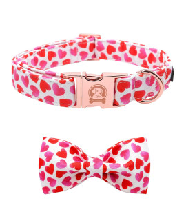 MR. CHUBBYFACE Valentines Day Dog Collar with Dog Bow Tie, Adjustable Dog Collar Cute Boy Girl Dog Collars for Small Medium Large Dogs