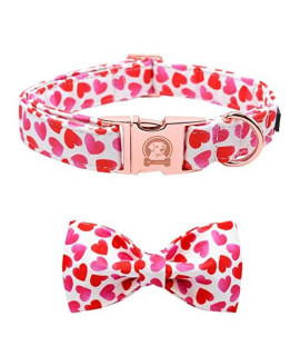 MR. CHUBBYFACE Valentines Day Dog Collar with Dog Bow Tie, Adjustable Dog Collar Cute Boy Girl Dog Collars for Small Medium Large Dogs