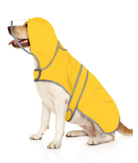HDE Dog Raincoat with Clear Hood Poncho Rain Jacket for Small Medium Large Dogs Yellow - L