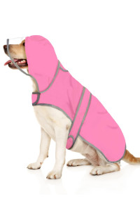 HDE Dog Raincoat with Clear Hood Poncho Rain Jacket for Small Medium Large Dogs Pink - XXL