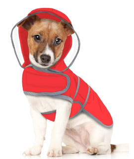 HDE Dog Raincoat with Clear Hood Poncho Rain Jacket for Small Medium Large Dogs Red - M