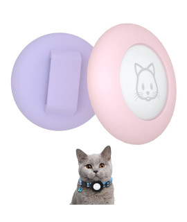 2022 Airtag Cat Collar Holder, Small Air tag Cat Collar Holder Compatible with Apple Airtag GPS Tracker, 2Pack Waterproof Case Cover for Cat Dog Pet Collar Within 3/8 inch (Pink&Purple)