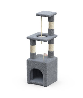 VOUNOT Cat Tree Tower, 88cm Cat Condo with Scratching Post, Multi Level Cat Climbing Play House Indoors, Cat Activity Tree, Grey
