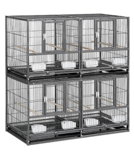 Yaheetech Double Story Divided Breeder Bird Cage for Small Parrots Parakeets Canaries Cockatiels Lovebirds Finches Budgies Quaker, Black