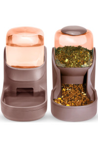 Pets Feeder Set Dog Feeder Cats Feeder with Water Dispenser Automatic Gravity Big Capacity Pets Feeder Auto for Small Medium Big Cats Dogs (Brown)