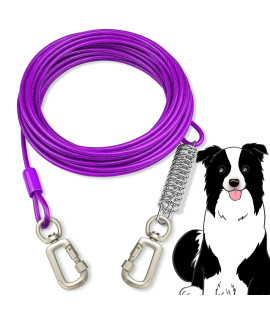 Dog Tie Out Cable -30/50/75/100ft Tie Out Cable for Dogs with Spring for Outdoor, Yard and Camping No Tangle Rust Proof Training Dog Leash for Small to Large Dogs Up to 60 Lbs (50 ft -60 lbs, Purple)
