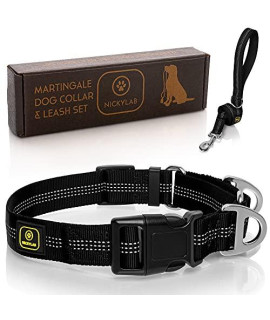 NICKYLAB - Martingale Dog Collars for Large Dogs - Leash (Bonus) - Large, Extra Large Dogs (Large, Orange)