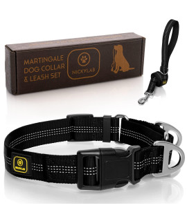 NICKYLAB - Martingale Dog Collars for Large Dogs - Leash (Bonus) - Large, Extra Large Dogs (Large, Pink)