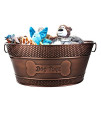 Metal Indestructible Dog Toy Bin - Copper Galvanized Storage Bin with Handles, Organizer Storage Basket for Pet Toys, Blankets, Leashes - Farmhouse Home Decor (15-Quart)