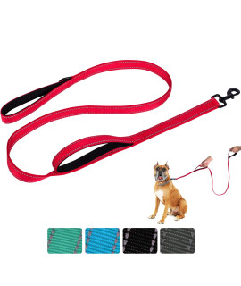Aepeasti Dog Leash for Medium to Large Dogs with Two Padded Handles 5FT/6FT, Double Handle Dog Leash, Reflective Training Lead, Durable Traffic Leashes Black