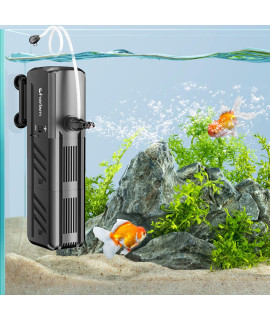 CHERLAM Submersible Aquarium Filter, 15W Internal Aquarium Filter, 3 Stages Adjustable Fish Tank Filter 400 GPH Water Pump for 150-300 Gallon Pond, Aquarium, Statuary, Hydroponics