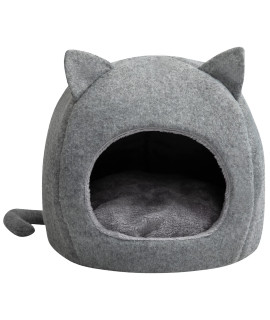 Hollypet Felt Pet Bed, Cat Tent Cave for Kittens Triangle Feline House Hut with Cushion for Indoor Outdoor