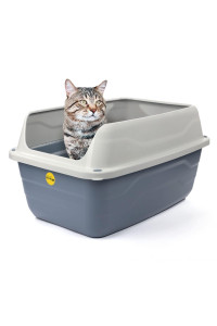 Jumbo Open grey cat Litter Tray High Sided Deep Pan Anti-Spillage Toilet Box catcentreA