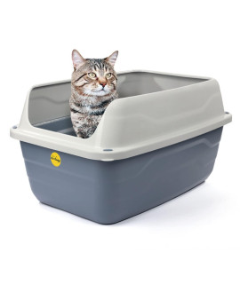 Jumbo Open grey cat Litter Tray High Sided Deep Pan Anti-Spillage Toilet Box catcentreA