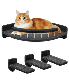 Cat Hammock Wall Shelves with 3 Steps, Cat Shelves and Perches for Wall, Cat Wall Furniture Cat Climbing Shelf, Cat Scratching Post for Indoor with Plush Covered, Gift