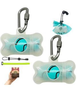 Dog Poop Pickup Bags Holder Dispenser with Standard-Sized Leak-Proof Scented Doggy Waste Bags and Carabiner with Safety Lock Plus Hook and Loop Fastener Never Loose on Leash Lead Again (Clear, 1 Holder 20 Bags)