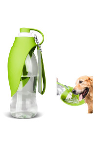 TIOVERY Dog Water Bottle, Portable Pet Water Dispenser Feeder Leak Proof with Drinking Cup Dish Bowl for Outdoor Walking, Hiking, Travel, 20OZ Water Bottle Fit for Small to Large Dogs and Cats Green